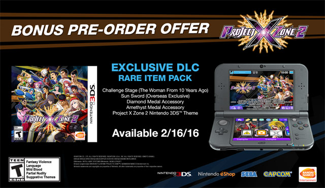 Project X Zone 2 Pre Order Bonus - GameStop